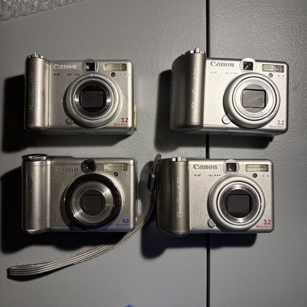 Canon Powershot A70 Lot of 3 & A80 Retro Point & Shoot Digital Camera